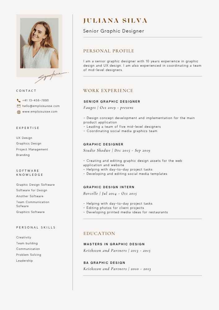 Réussir CV hôte d’accueil dans un restaurant/hôtesse d’accueil dans un restaurant classique format suisse